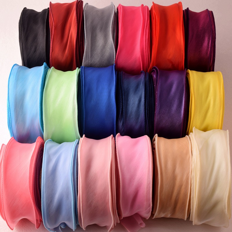 Ribbon Organza Roll - Satynowy wstążka z organzy tęczowy tkanina