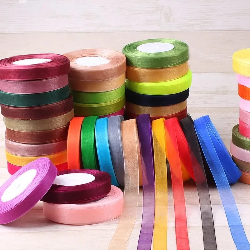 Ribbon Organza Roll - Wstążki z organzy 15mm, 50 jardów/rolka,