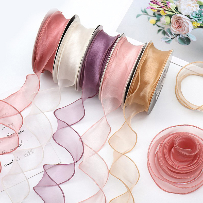 Ribbon Organza Roll - 9Meters/Roll Sheer Silk Ribbon Satin Ribbons