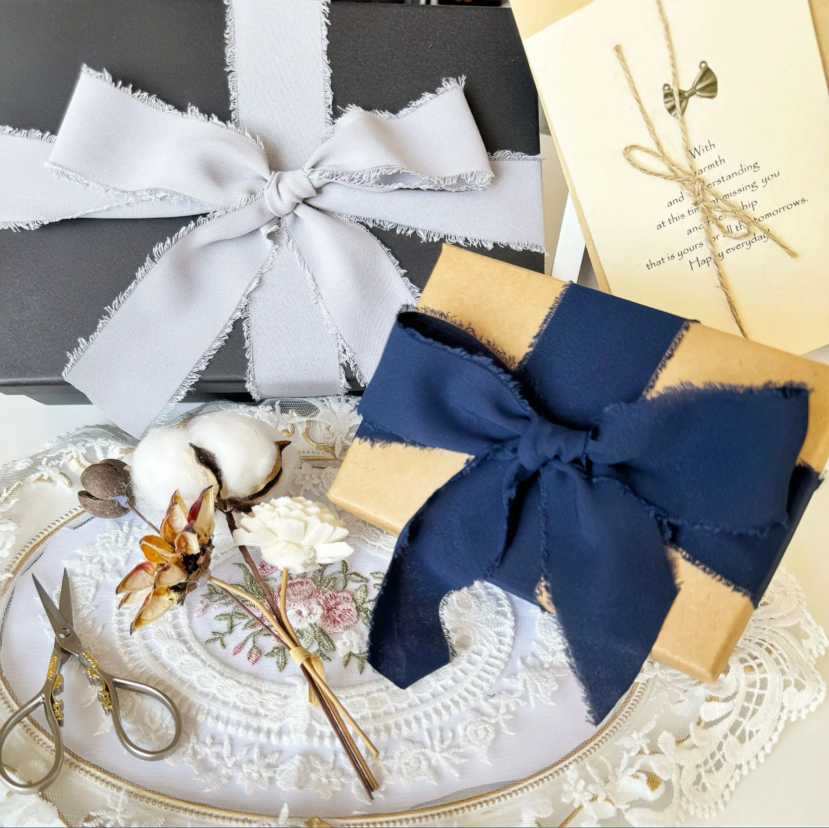 Ribbon Organza Roll - 5 m/rolka postrzępiona jedwabna wstążka obrzeża